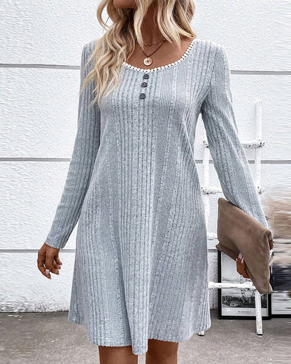Relaxed Fit Crew Neck Maxi Dress - Luxivelle