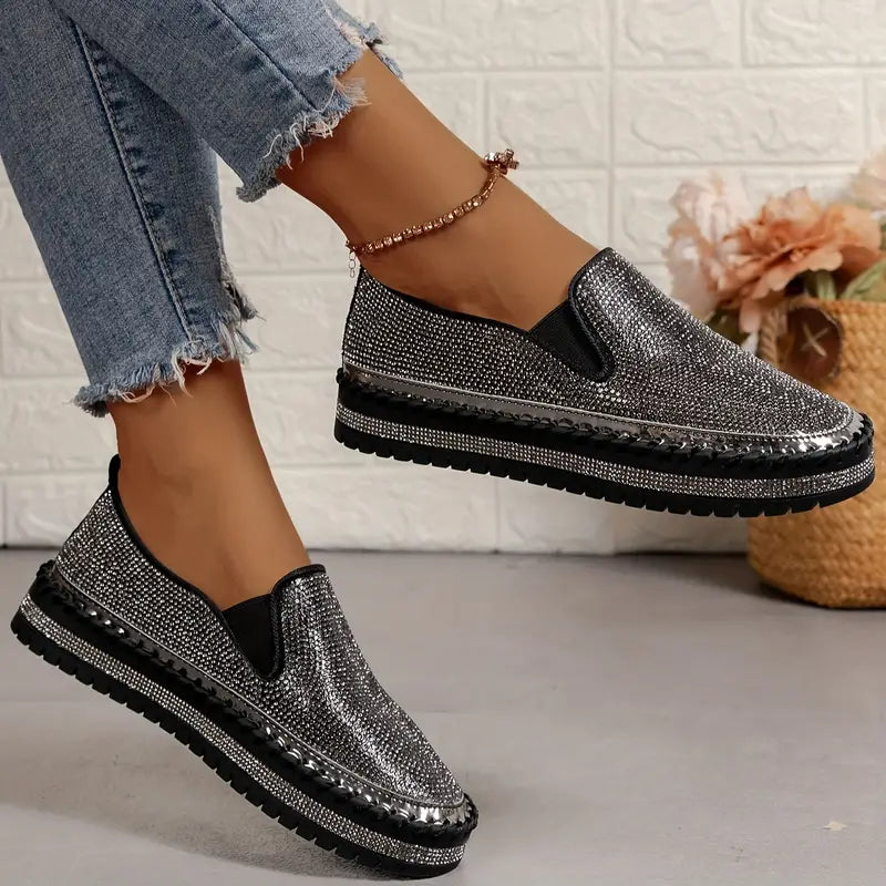 Sparkly Women's Glitter Slip On Shoes - Luxivelle