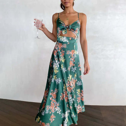 Pretty V-Neck Cutout Midi Summer Dress