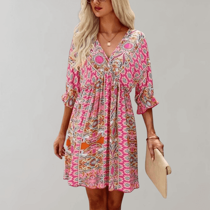 Chic Little V Neck Summer Dress - Luxivelle