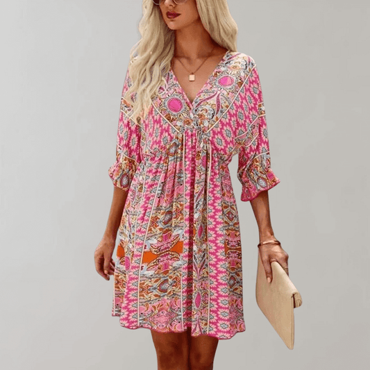 Chic Little V Neck Summer Dress - Luxivelle
