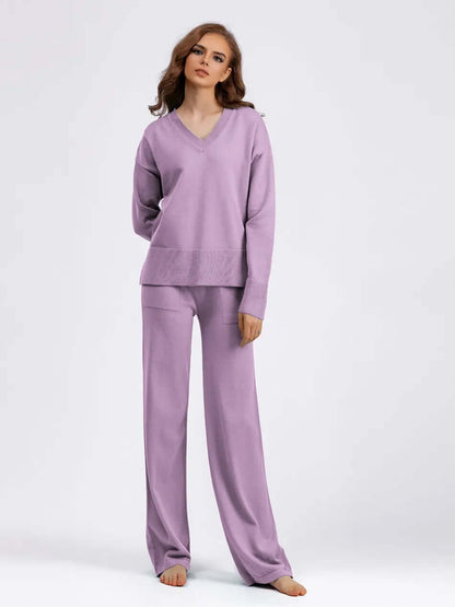 Ladies' Crew Neck Jumper and Loose Fit Pants Set