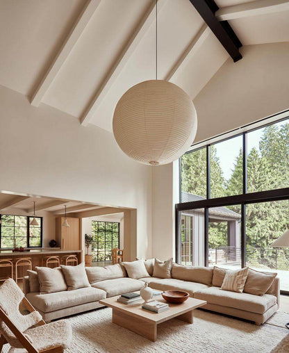 Simple White Cotton Shade Pendant Light with Metal Frame