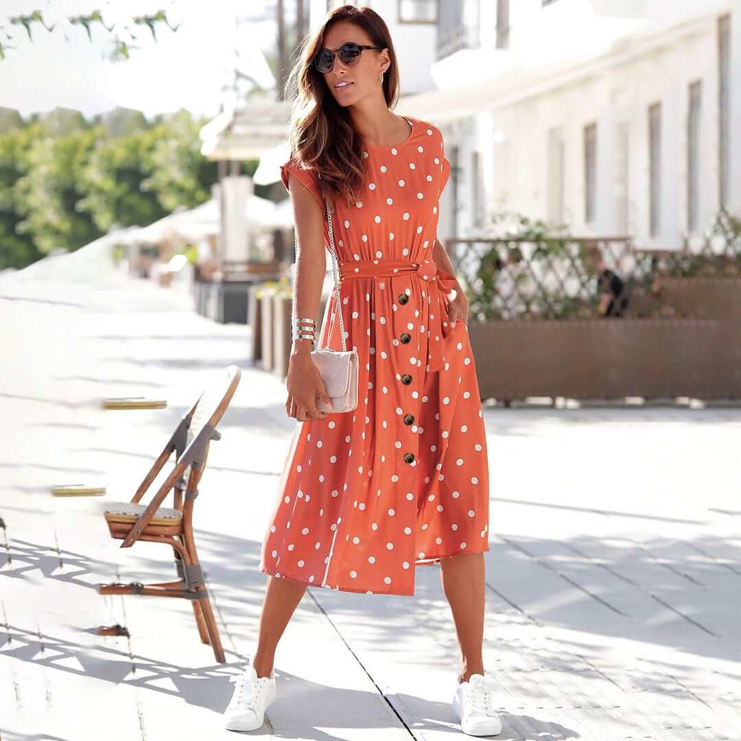 Comfy Spotted Knee Length Women's Dress