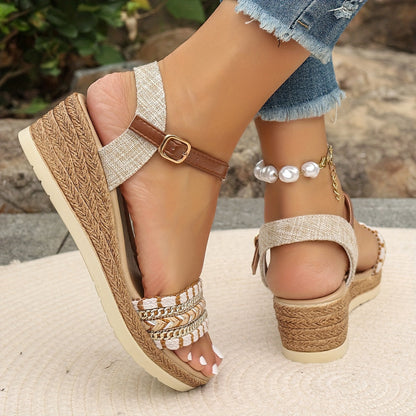 Chic Natural Fiber Heel Sandals