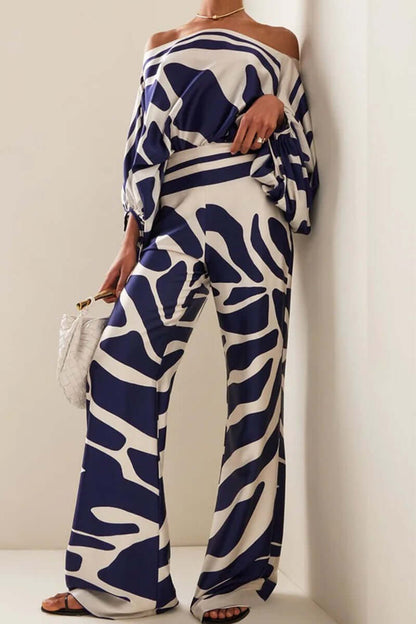 Ladies' Floral Cold Shoulder 2 Piece Outfit Set - Luxivelle
