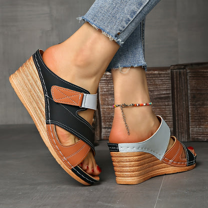 Vibrant Colorblock Wedge Sandals
