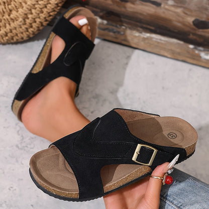 Comfortable Buckle Strap Flat Sandal