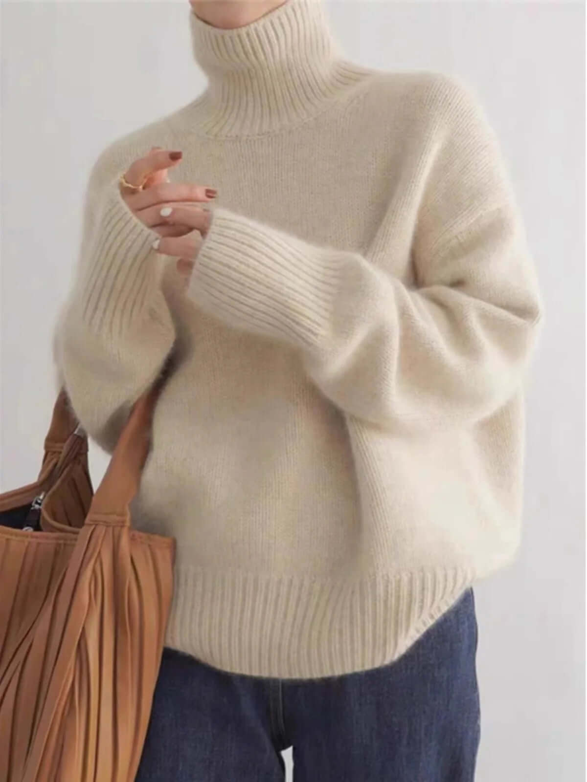 Cozy Oversized Crew Neck Women's Sweater