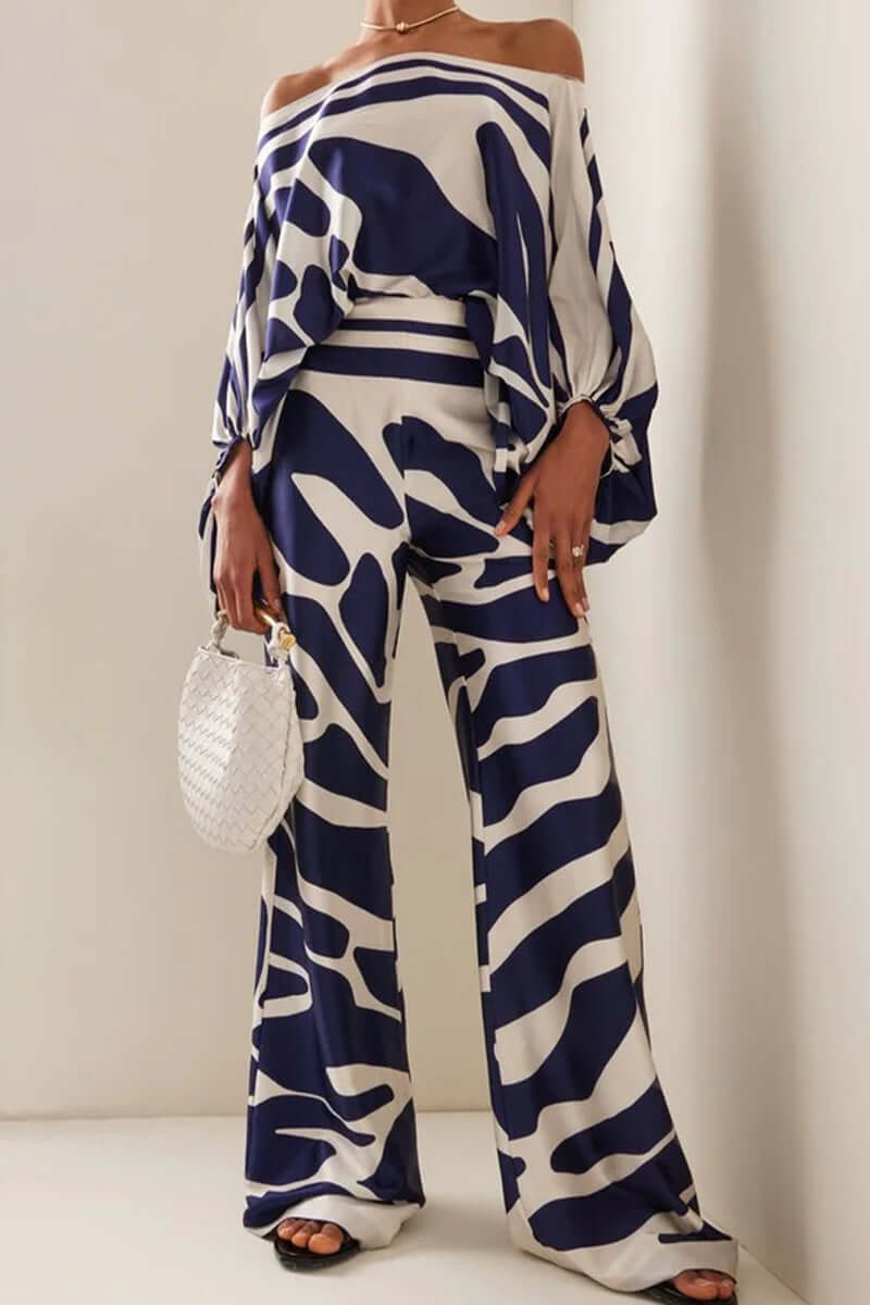 Ladies' Floral Cold Shoulder 2 Piece Outfit Set