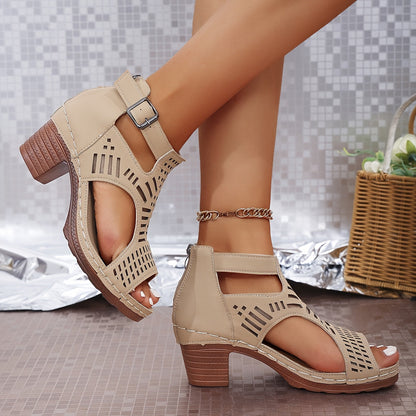 Chic Open Toe Block Heel Sandals