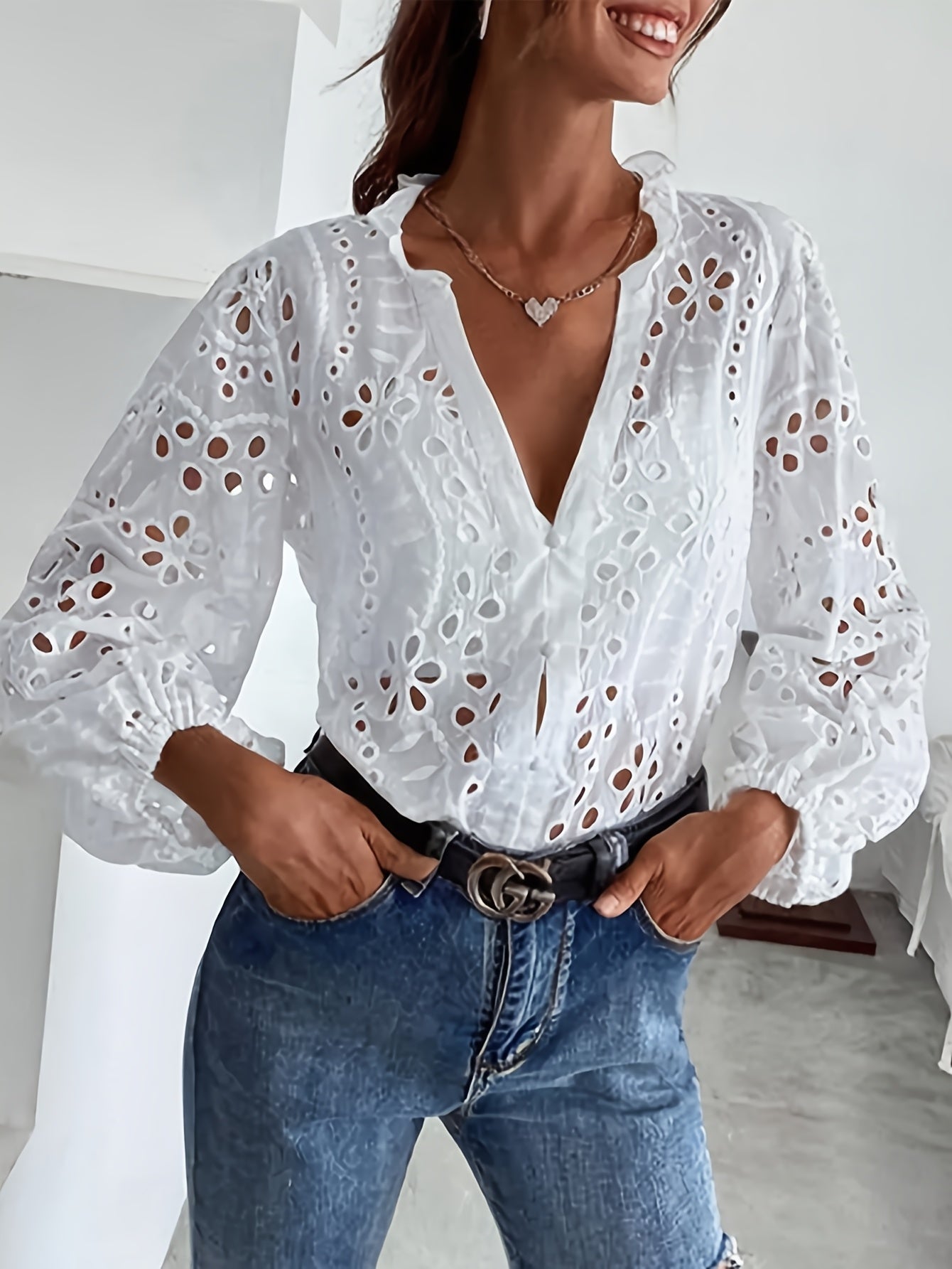 Elegant Detailed Women's Long Sleeve Top
