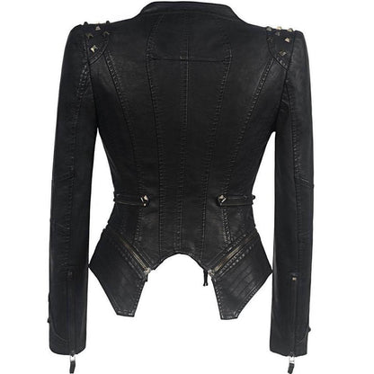 Edgy Faux Leather Biker Jacket
