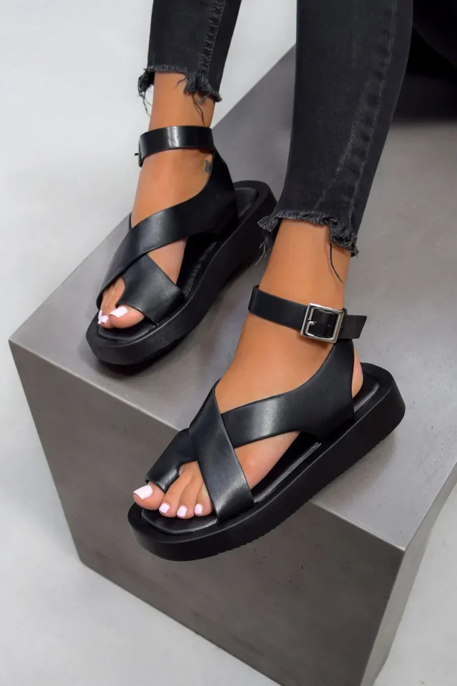 Ladies High Heel Summer Sandals with Cross Straps