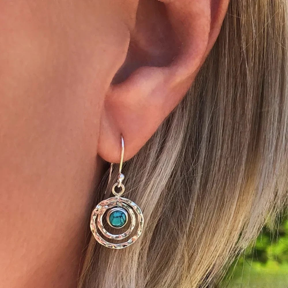 Unique Turquoise Drop Earrings in Sterling Silver - Luxivelle