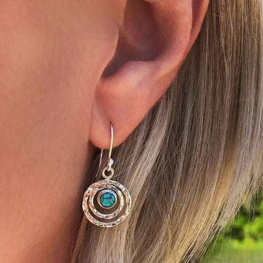 Unique Turquoise Drop Earrings in Sterling Silver - Luxivelle