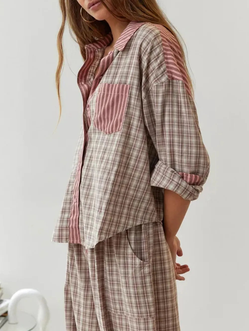 Cozy 2 Piece Pajama Set Cotton Sleepwear for Ladies