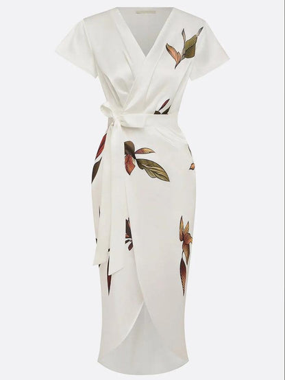 Chic Floral Midi Wrap Dress