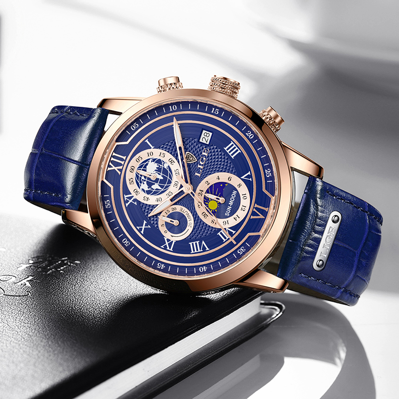 Modern Leather Chronograph Men's Watch