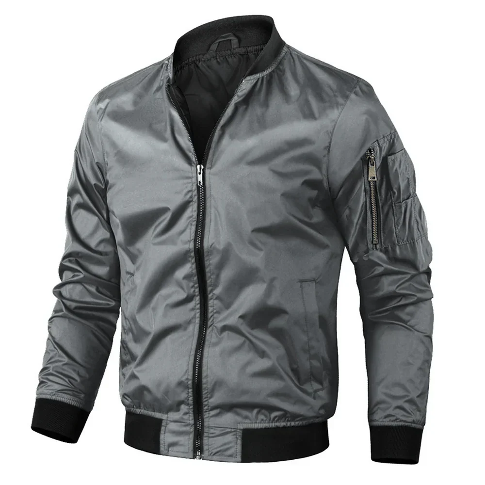 Relaxed Fit Mens Zip Up Bomber Jacket