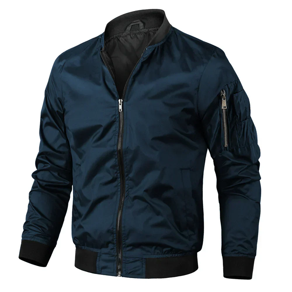 Relaxed Fit Mens Zip Up Bomber Jacket