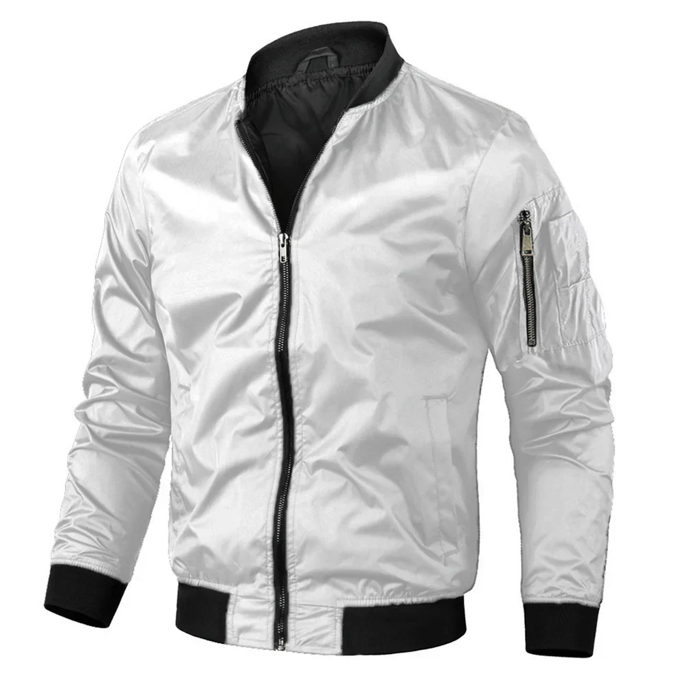 Relaxed Fit Mens Zip Up Bomber Jacket