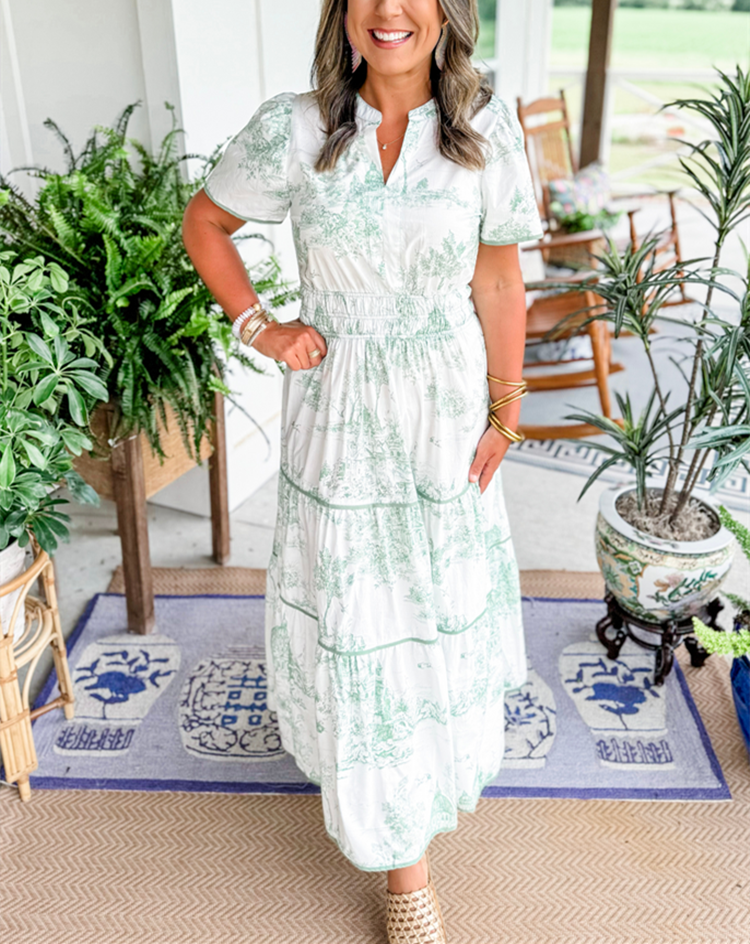 Elegant Ruffled Waist Midi Dress