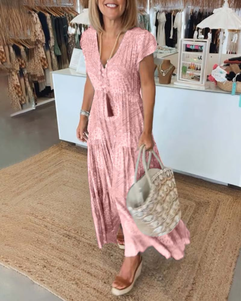 Classic Chic V-Neck Women's Dress