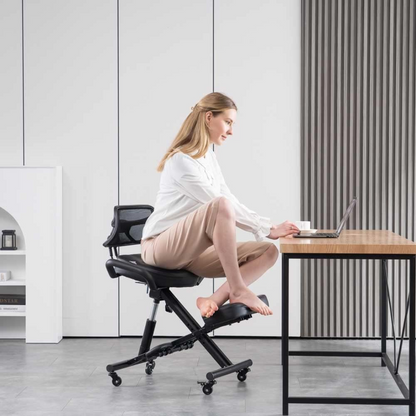 Ergonomic Desk Chair with Lumbar Support - Stool with Wheels - Luxivelle