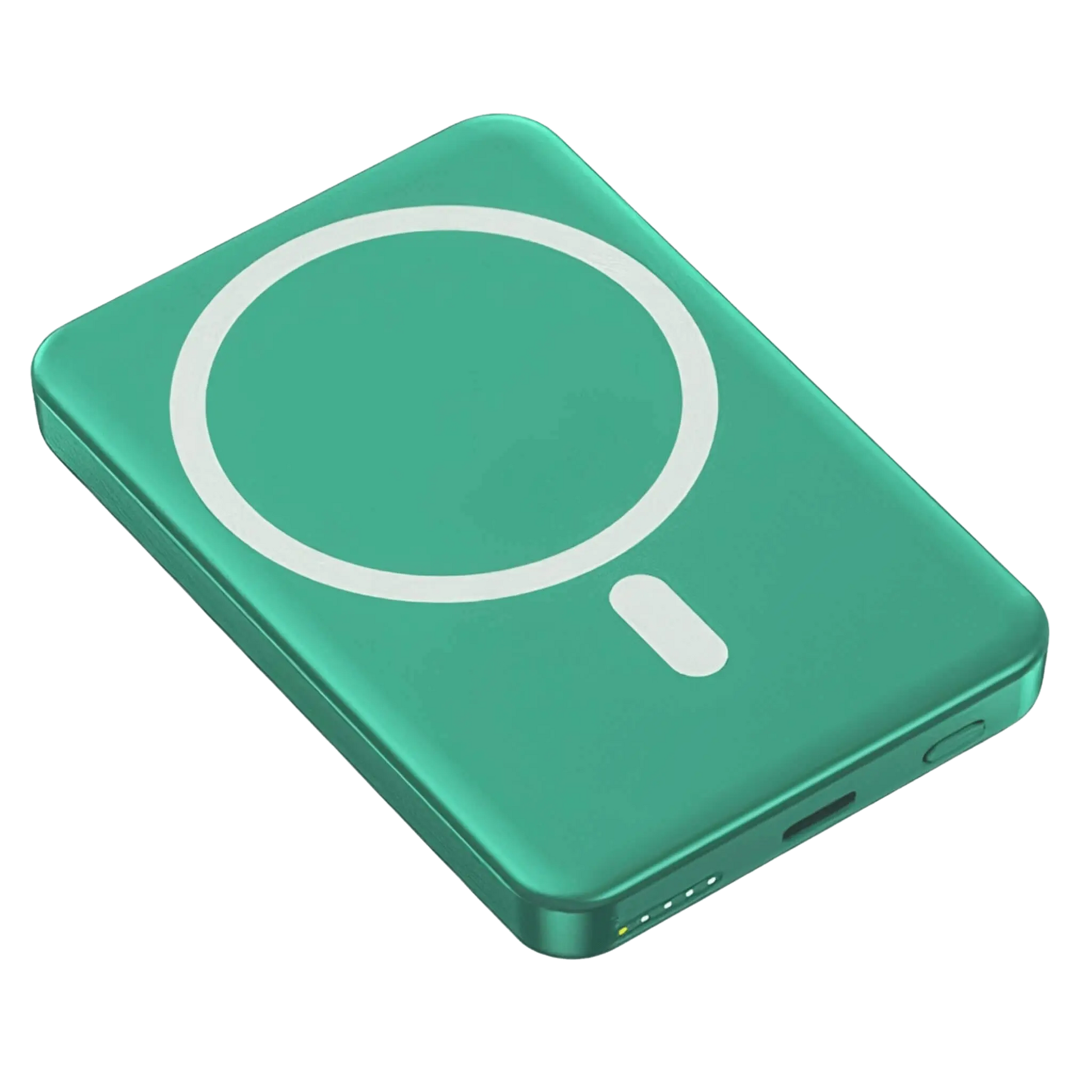 "10,000mAh MagSafe power bank for iPhone, sleek design, wireless charging, vibrant colors, portable, lightweight."