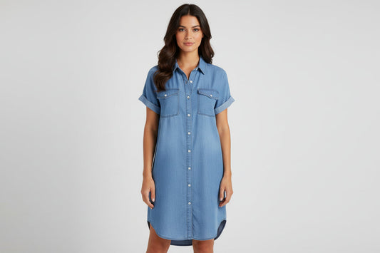 Women's Blue Jeans Dress - Luxivelle