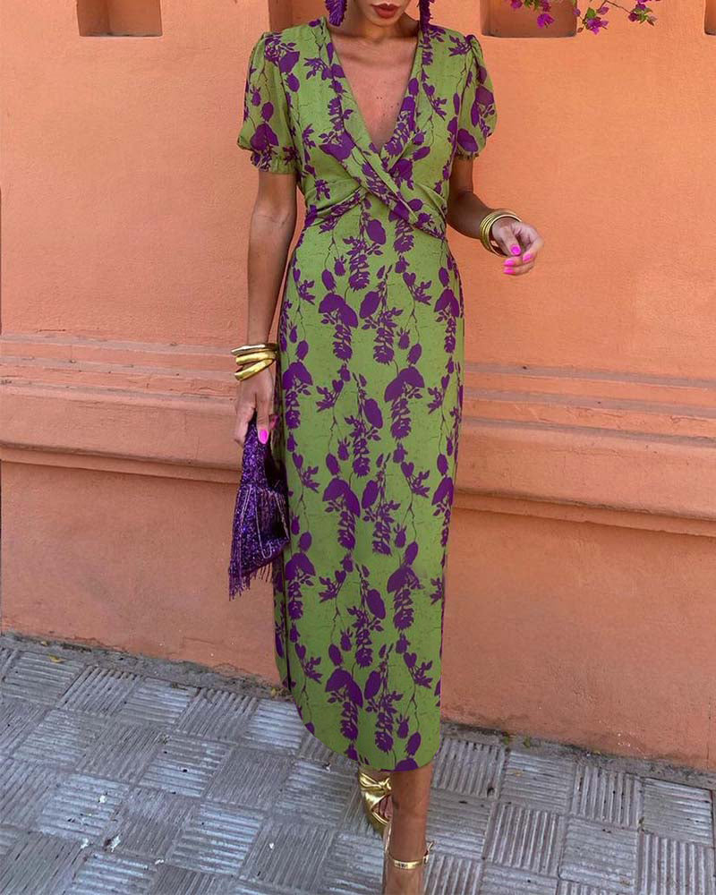 Della | Ladies Floral Chiffon Flowy Maxi Dress - Luxivelle