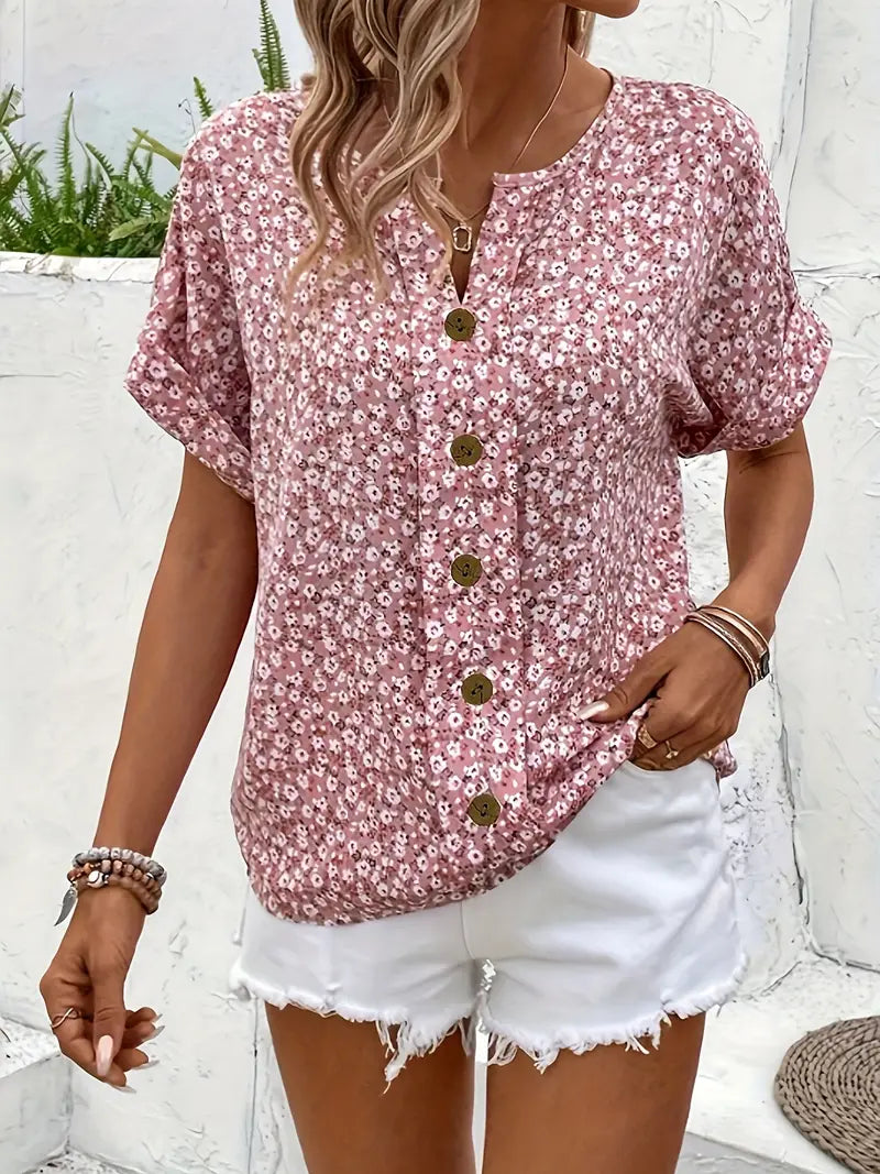 Elegant Flower Pattern Women's Blouse