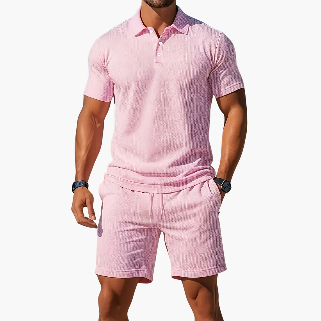 Men's Classic Cotton Polo Shirt and Shorts Set
