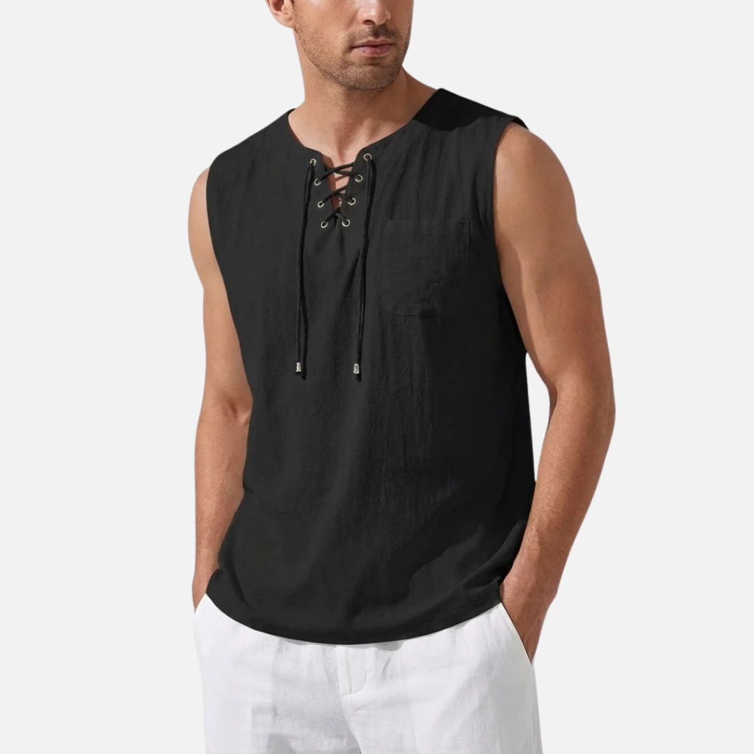 Men’s Sleeveless Tank Top Lace-Up