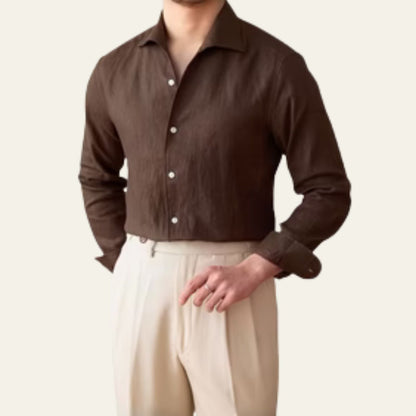 Relaxed Fit Men's Cotton Long Sleeve Dress Shirt