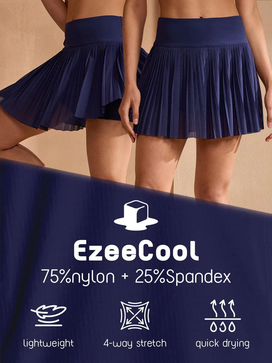 Classic 14.5 Inch Pleated Golf Skort UPF 50 Protection