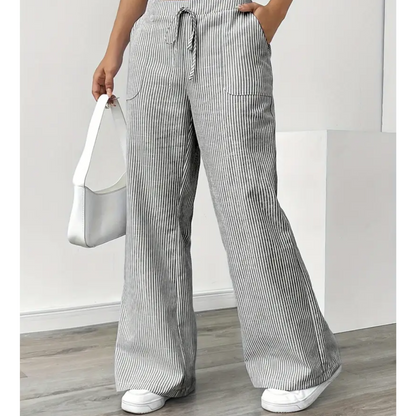 Casual Stripe Pants With Pockets