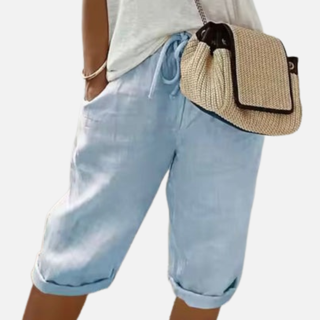 Women's Linen Short Pants Crop Trousers