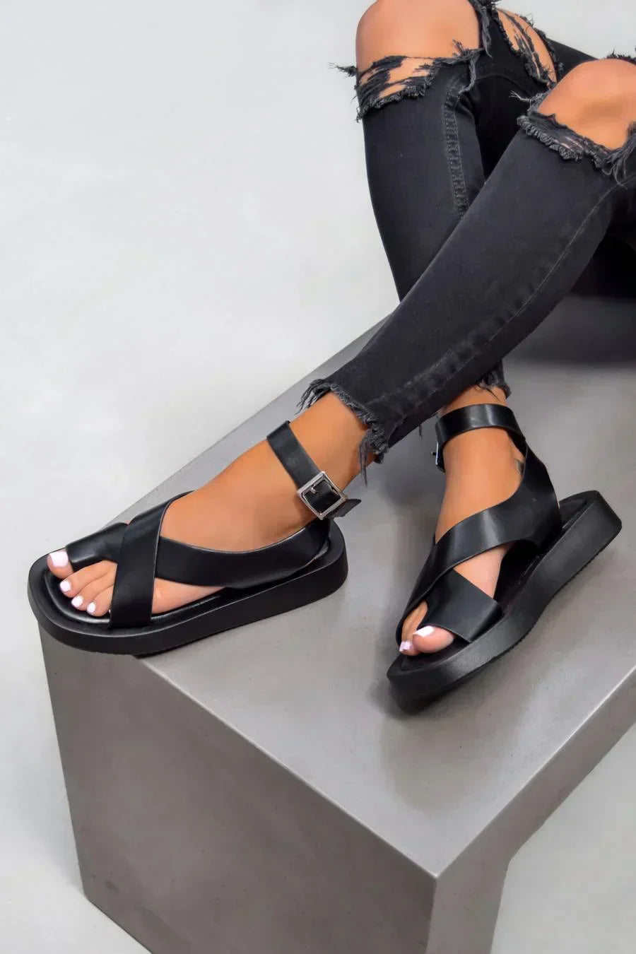 Ladies High Heel Summer Sandals with Cross Straps