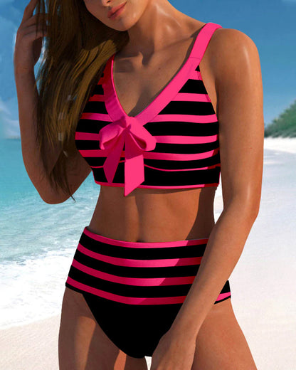 Classic Navy Blue High Waist Swimsuit