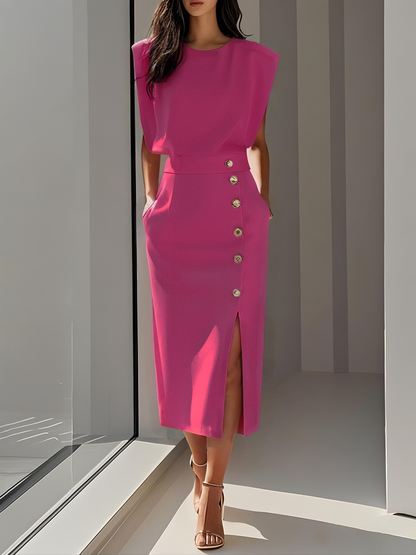 Elegant Knee Length Side Slit Dress