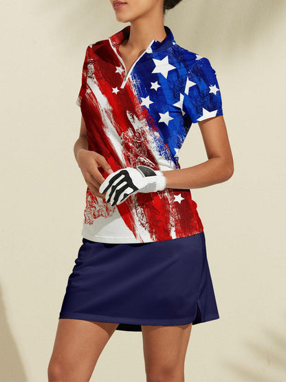 Patriotic USA Golf Quarter Zip Sun Shirt UPF 50+