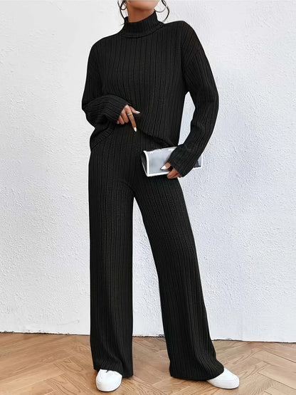 Textured Crew Neck Sweat Suit - Luxivelle