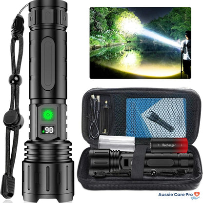 High Power Rechargeable LED Flashlight 100000 Lumens - Luxivelle