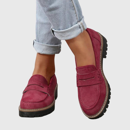 Ladies Thick Leather Slip On Shoes