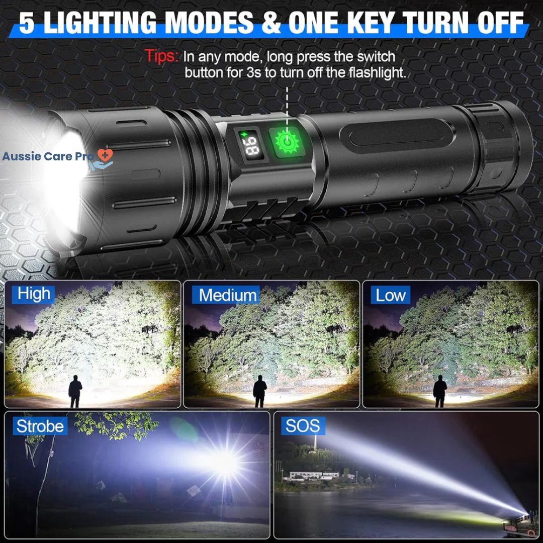 High Power Rechargeable LED Flashlight 100000 Lumens