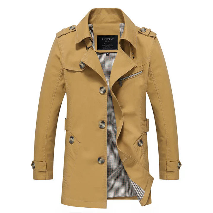 Timeless Tan Waterproof Mens Trench Coat