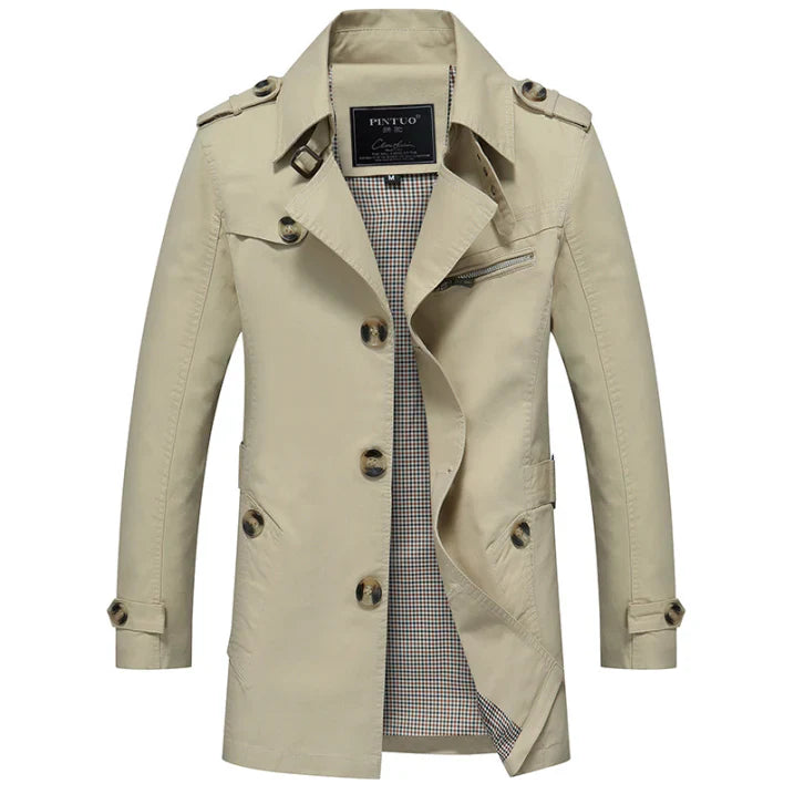 Timeless Tan Waterproof Mens Trench Coat