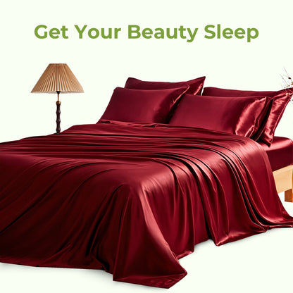 Soft Satin Bed Sheets - Full Size Sheet Set with Extra Deep Pockets